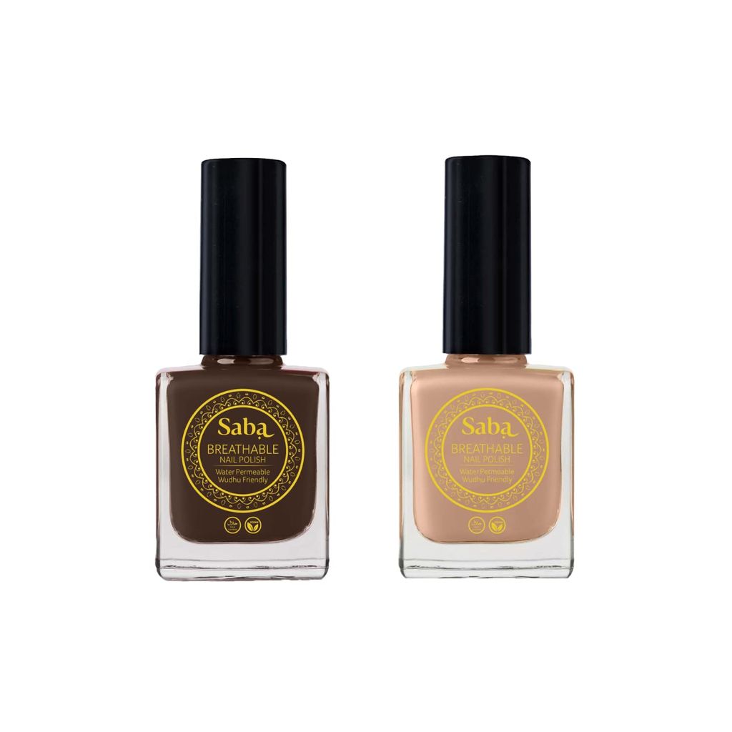 SABA Breathable Chip Resistant. Long Lasting Nail Polish Set of 2|Fast Drying/Halal/Cruelty Free/Vegan Nail Lacquer|Harmful Chemical Free, Water Permeable,Glossy Nail Polish (12 ml Each)