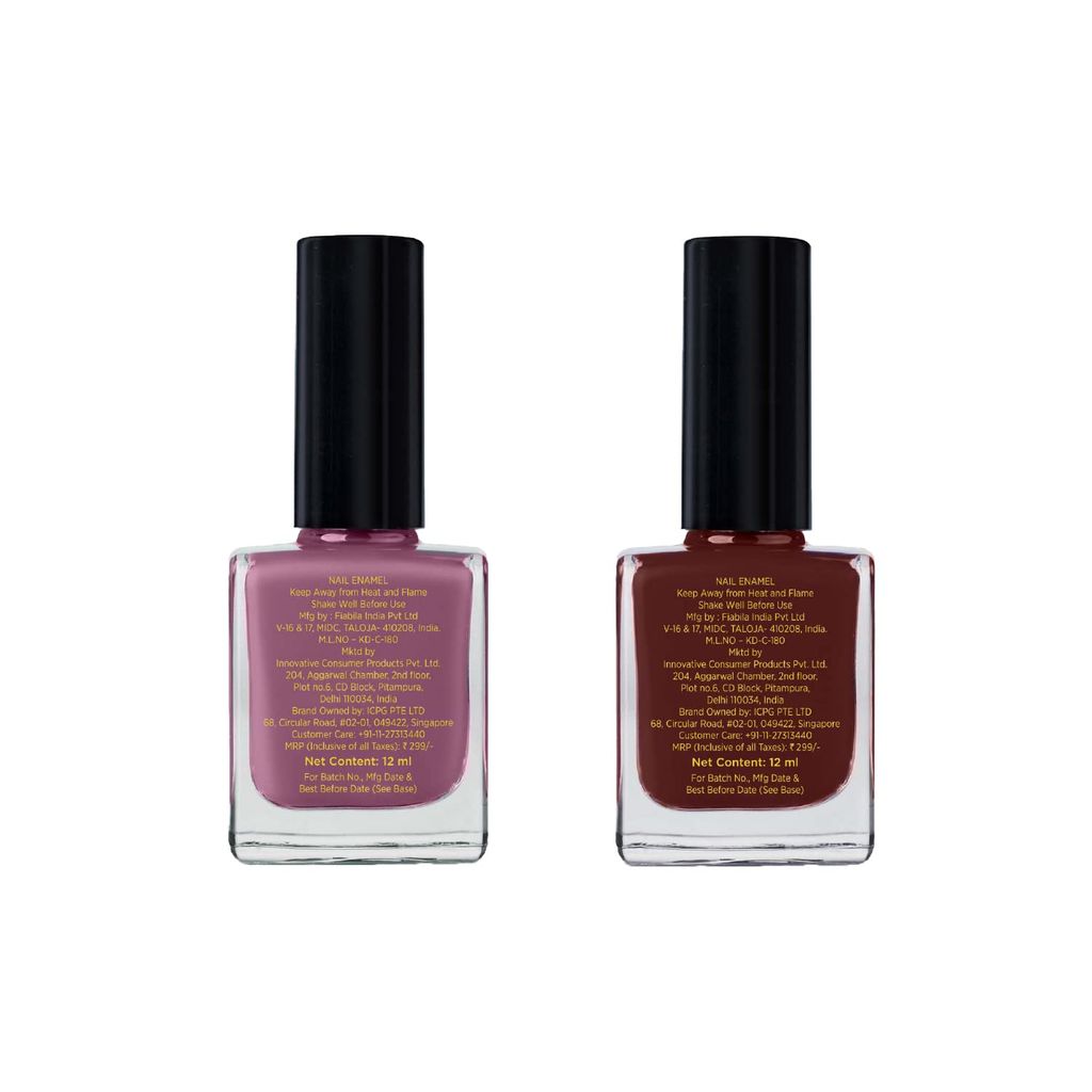 SABA Breathable Chip Resistant. Long Lasting Nail Polish Set of 2|Fast Drying/Halal/Cruelty Free/Vegan Nail Lacquer|Harmful Chemical Free, Water Permeable,Glossy Nail Polish (12 ml Each)