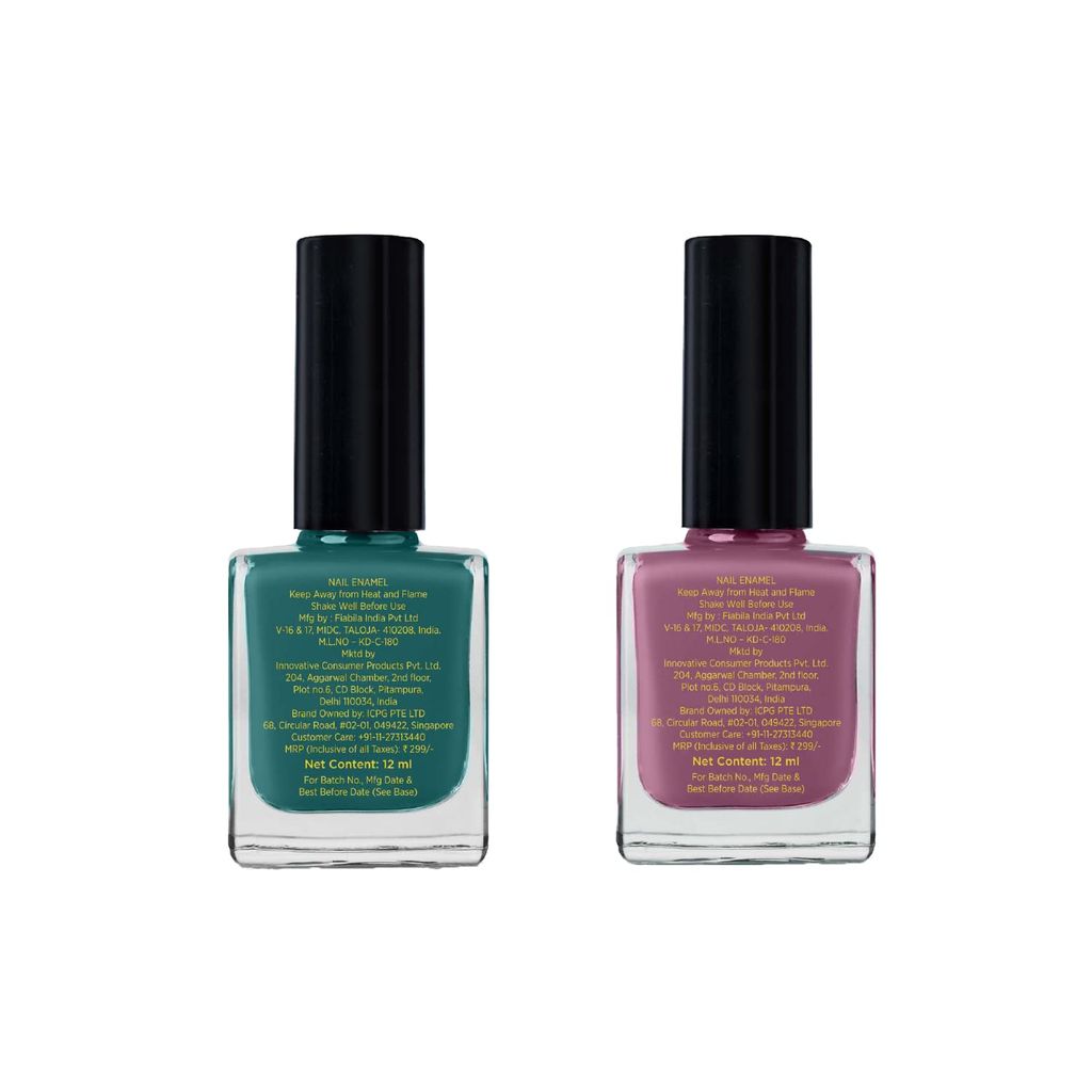 SABA Breathable Chip Resistant. Long Lasting Nail Polish Set of 2|Fast Drying/Halal/Cruelty Free/Vegan Nail Lacquer|Harmful Chemical Free, Water Permeable,Glossy Nail Polish (12 ml Each)