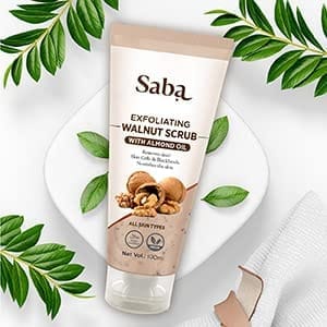 Saba Walnut Scrub | 100 ml | With Natural Powdered Kashmiri walnut shell | Exfoliates and Revitalizes the Skin, Bye Bye Black heads(pack of 3 units)
