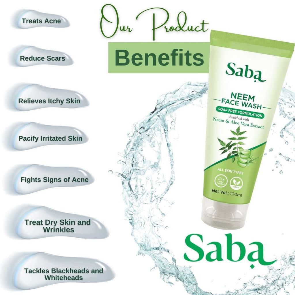 Saba Daily Moisturizing & Neem Face Wash Combo | All Skin Types | 100 ml Each | Pack Of 2