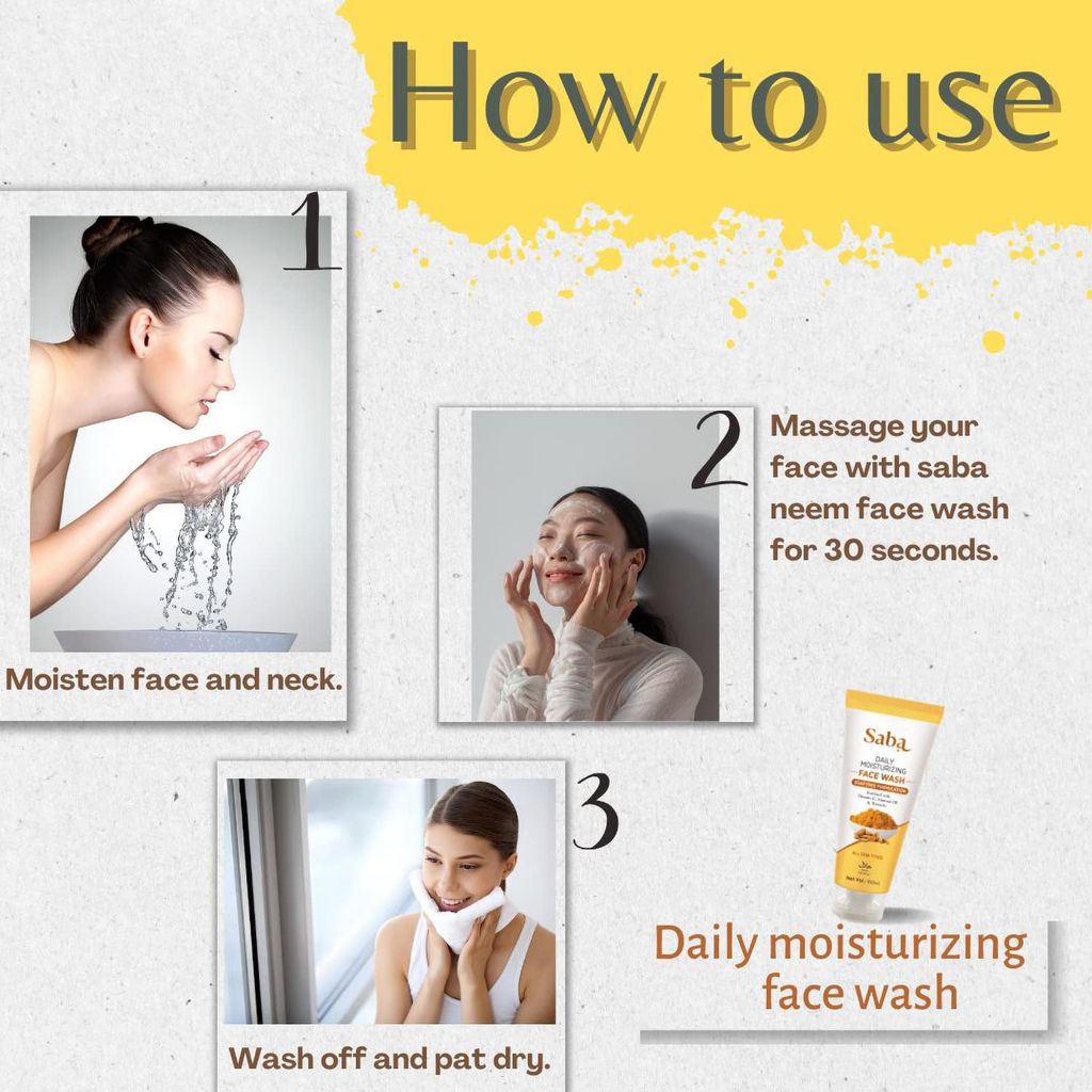 Saba Daily Moisturizing & Neem Face Wash Combo | All Skin Types | 100 ml Each | Pack Of 2