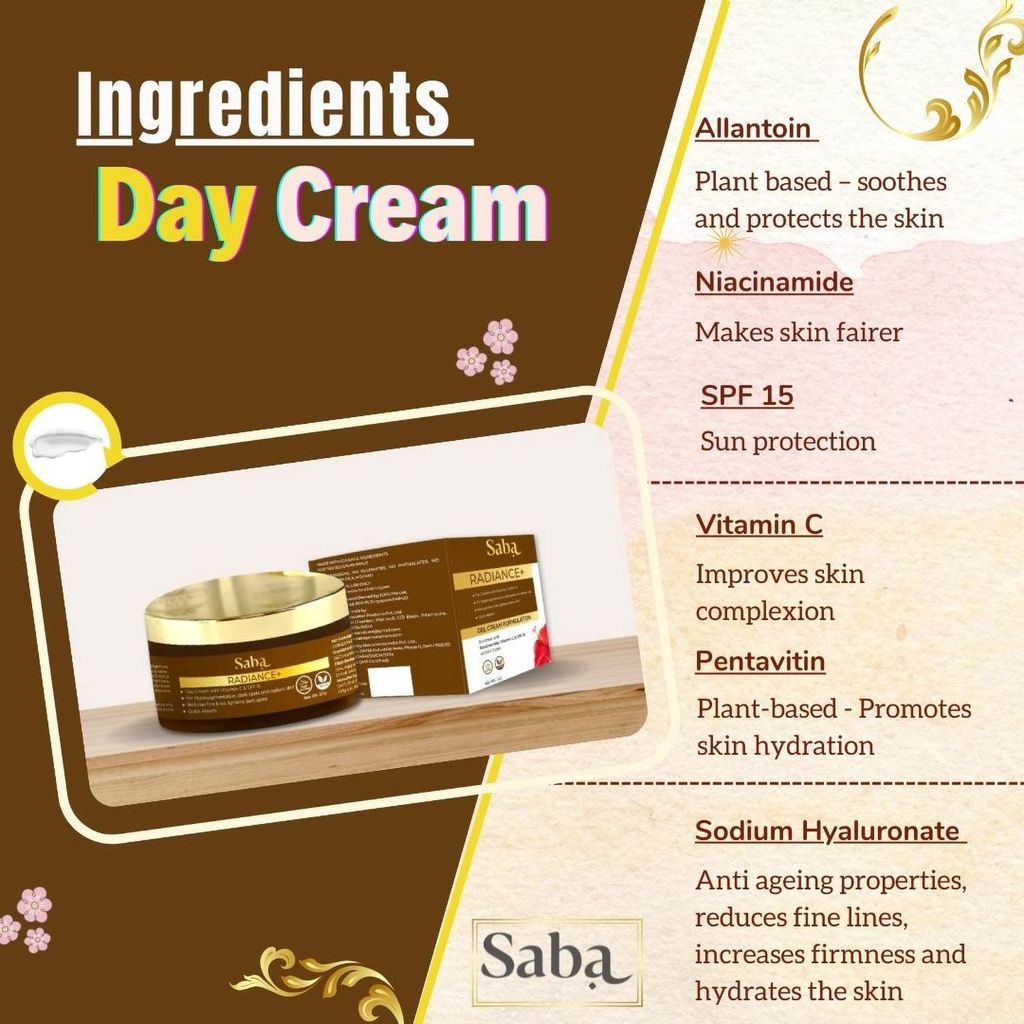 Saba Radiance+ Day Gel Cream & Radiance+ Night Gel Cream Combo | 50g Each - Pack of 2