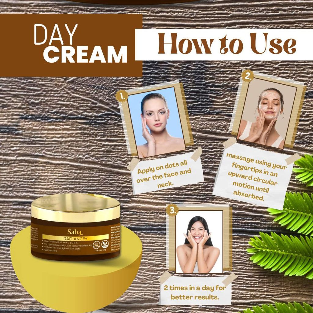 Saba Radiance+ Day Gel Cream & Radiance+ Night Gel Cream Combo | 50g Each - Pack of 2