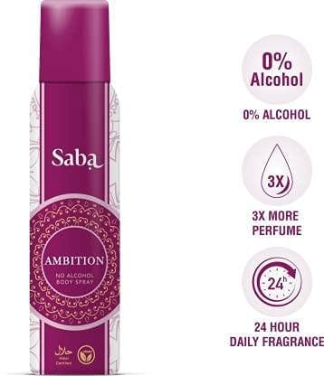 Saba Ambition Deodorant No Alcohol Body Spray Combo Pack of 2