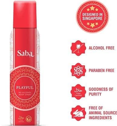 Saba Fresh Playful Deodorant No Alcohol Body Spray Combo Pack of 2