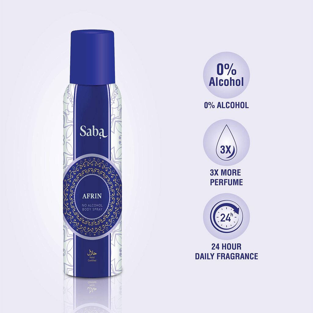 Saba Afrin Deodorant No Alcohol Body Spray Combo Pack of 2
