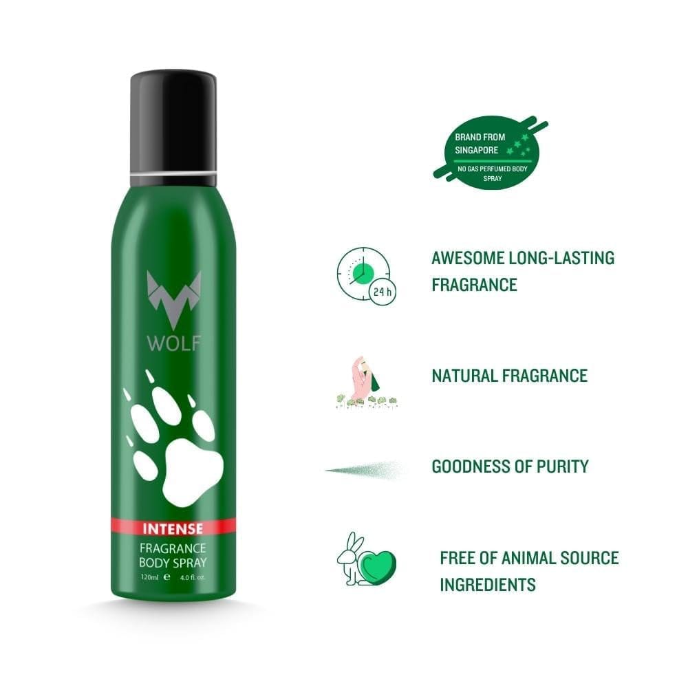 Wolf Intense - No Gas Perfumed Bodyspray for Men- 120 ml
