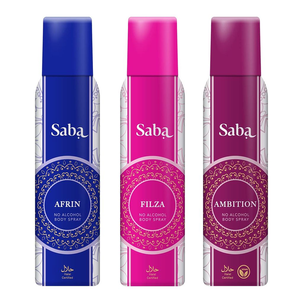 SABA Deodorant No Alcohol Body Spray Pack of 3