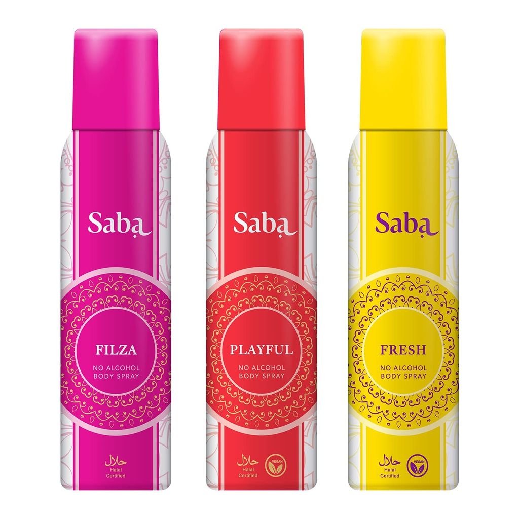 SABA Deodorant No Alcohol Body Spray Pack of 3