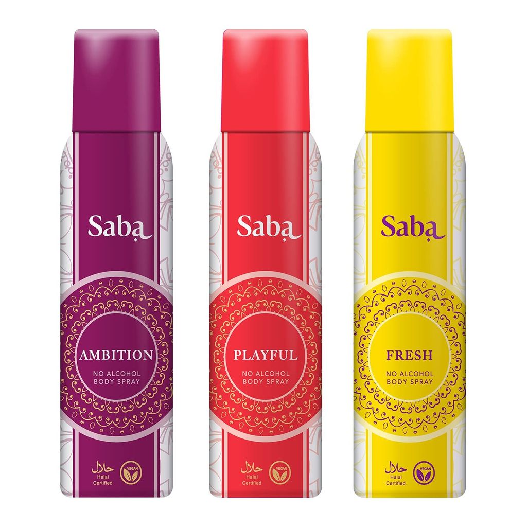 SABA Deodorant No Alcohol Body Spray Pack of 3