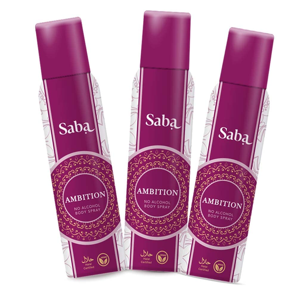 SABA Deodorant No Alcohol Body Spray Pack of 3
