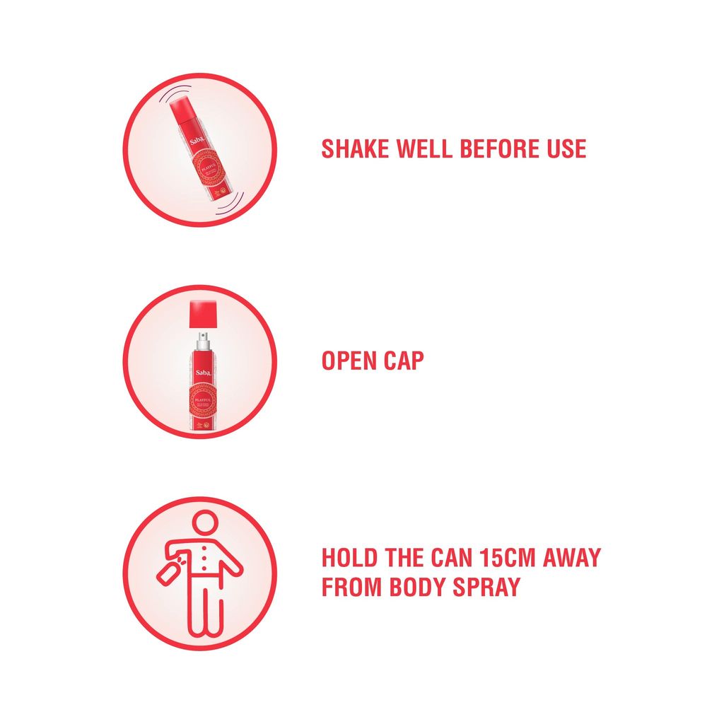 SABA Deodorant No Alcohol Body Spray Pack of 3