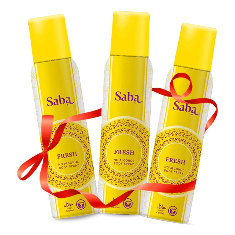 SABA Deodorant No Alcohol Body Spray Pack of 3
