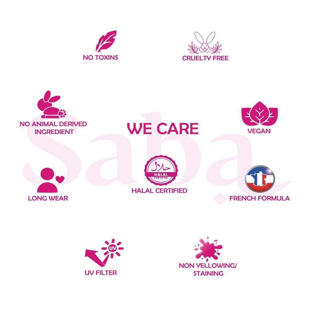 Saba Breathable Nail Polish 12 ml, High Glossy Shine Finish, No Chip, Long lasting Polish, Water Permeable, No harmful chemicals, Vegan, Cruelty Free, Halal Certified, No Toxin, Quick Dry