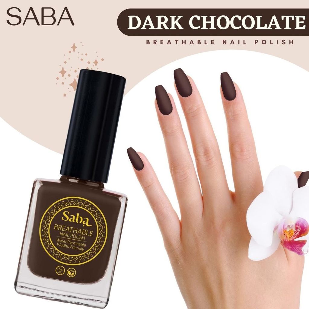 Saba Breathable Nail Polish 12 ml, High Glossy Shine Finish, No Chip, Long lasting Polish, Water Permeable, No harmful chemicals, Vegan, Cruelty Free, Halal Certified, No Toxin, Quick Dry