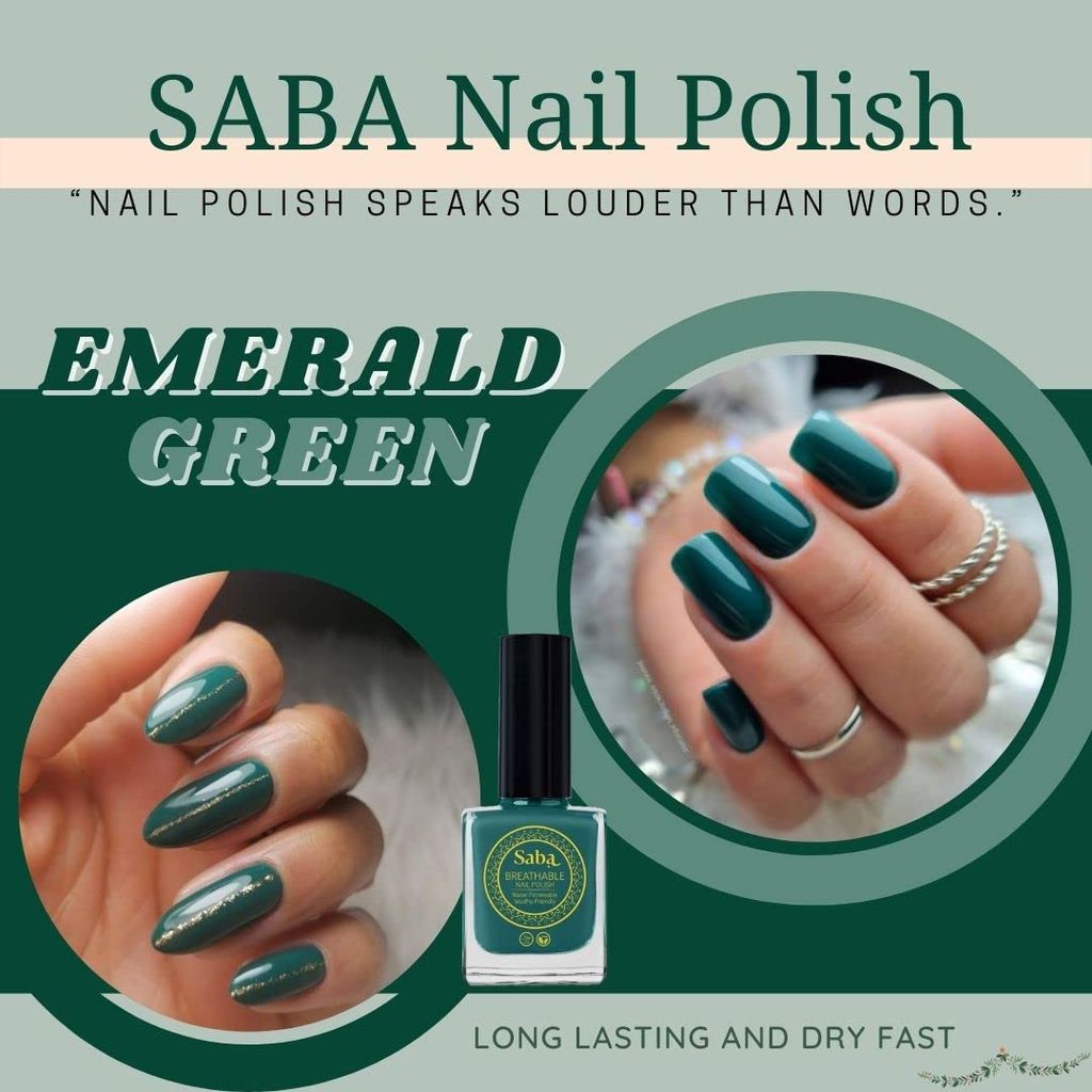 Saba Breathable Nail Polish 12 ml, High Glossy Shine Finish, No Chip, Long lasting Polish, Water Permeable, No harmful chemicals, Vegan, Cruelty Free, Halal Certified, No Toxin, Quick Dry
