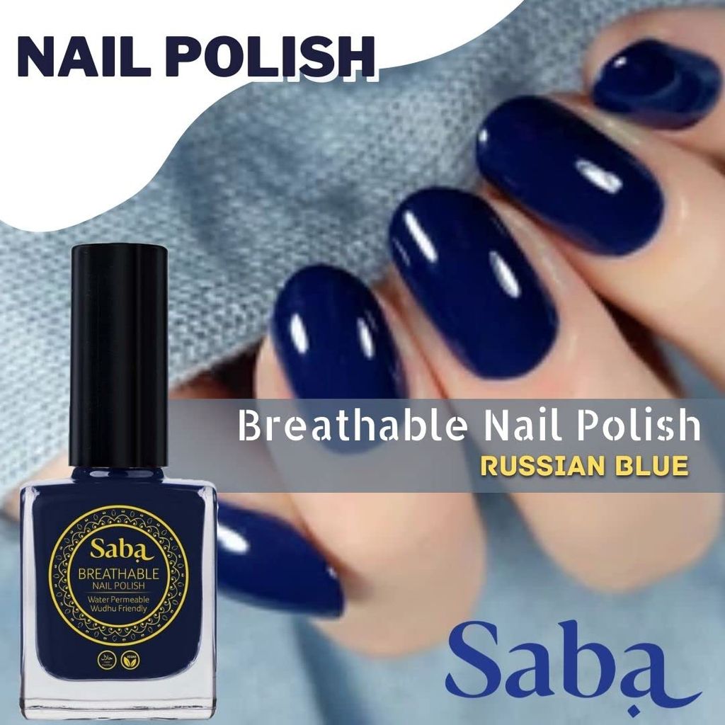 Saba Breathable Nail Polish 12 ml, High Glossy Shine Finish, No Chip, Long lasting Polish, Water Permeable, No harmful chemicals, Vegan, Cruelty Free, Halal Certified, No Toxin, Quick Dry