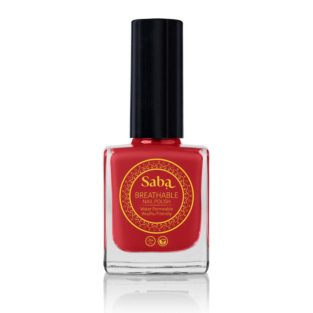 Saba Breathable Nail Polish 12 ml, High Glossy Shine Finish, No Chip, Long lasting Polish, Water Permeable, No harmful chemicals, Vegan, Cruelty Free, Halal Certified, No Toxin, Quick Dry