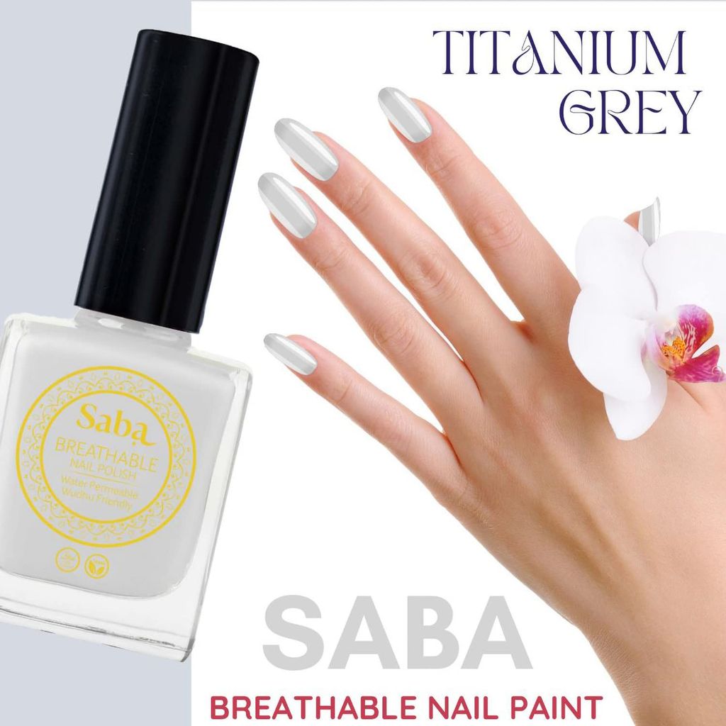 Saba Breathable Nail Polish 12 ml, High Glossy Shine Finish, No Chip, Long lasting Polish, Water Permeable, No harmful chemicals, Vegan, Cruelty Free, Halal Certified, No Toxin, Quick Dry