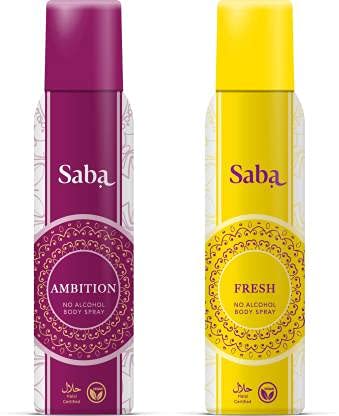 Saba Ambition Fresh Deodorant No alcohol Body Spray Combo Pack of 2