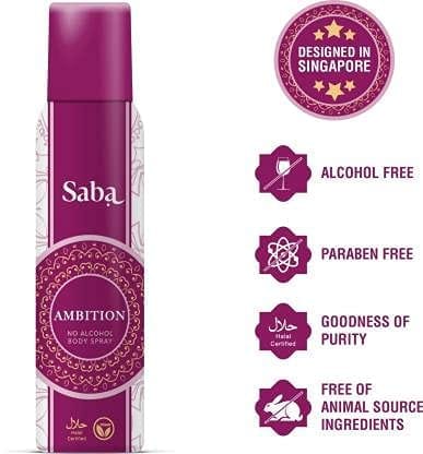 Saba Ambition Playful Deodorant NO alcohol Body Spray Combo pack of 2