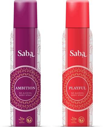 Saba Ambition Playful Deodorant NO alcohol Body Spray Combo pack of 2