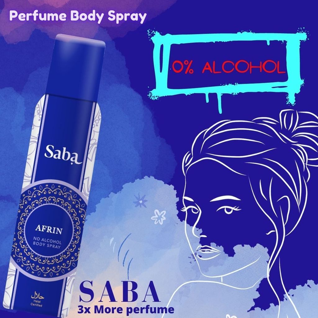 Saba Afrin No alcohol Perfumed Body spray deodorant 150 ml