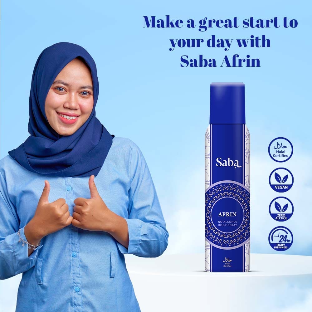 Saba Afrin No alcohol Perfumed Body spray deodorant 150 ml