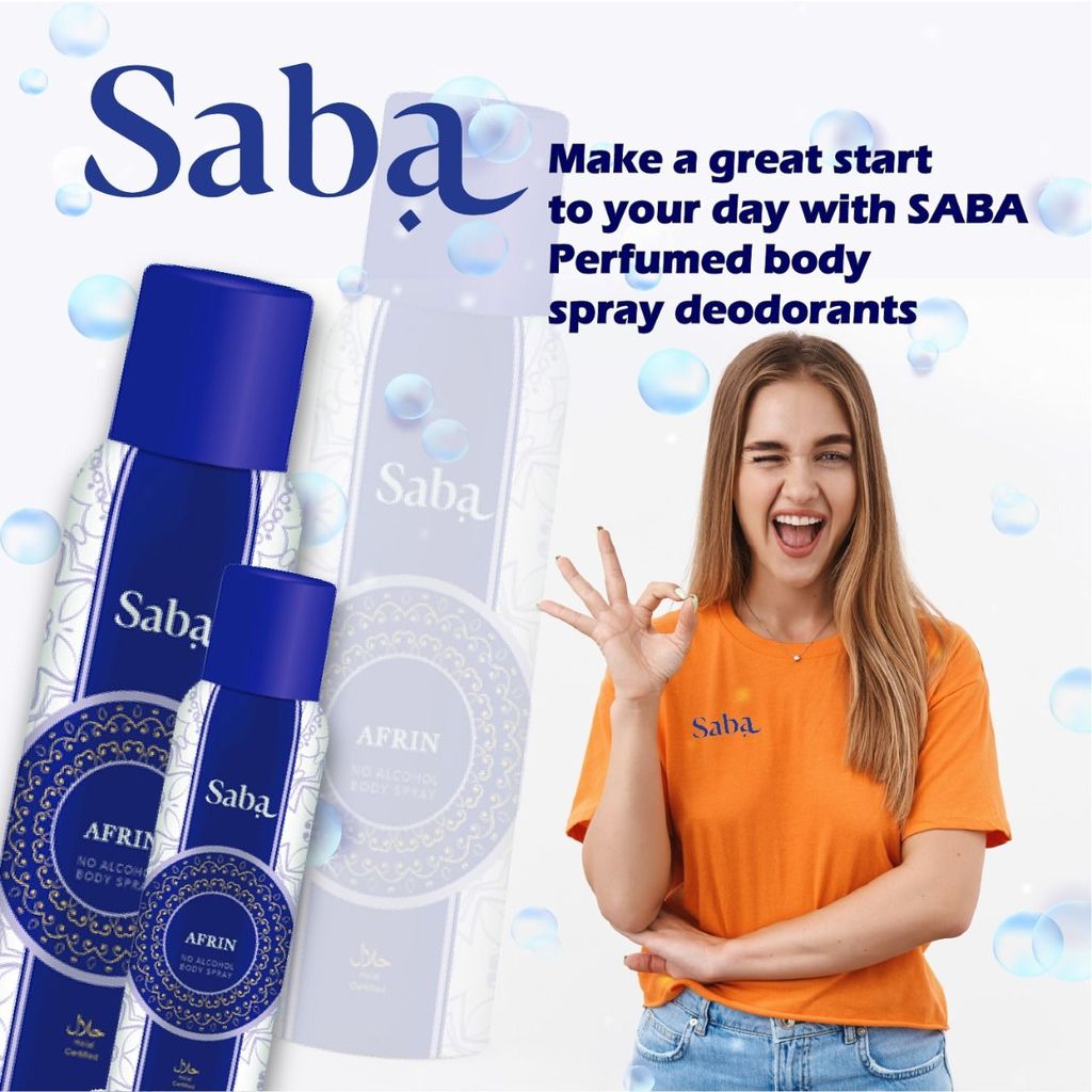 Saba Afrin No alcohol Perfumed Body spray deodorant 150 ml