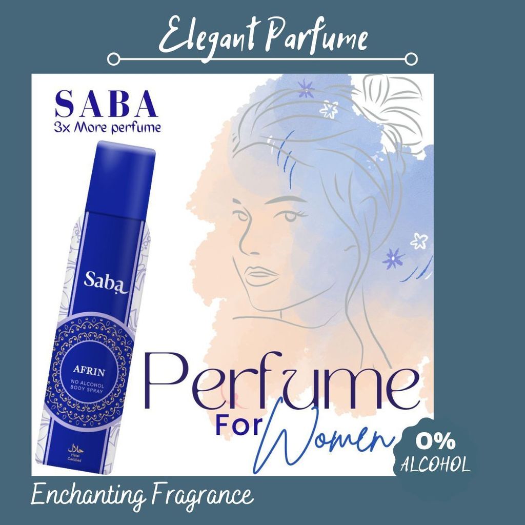 Saba Afrin No alcohol Perfumed Body spray deodorant 150 ml