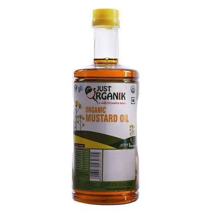 Just Organik Mustard Oil - 1 Litre, Cold Pressed, 100% Organic