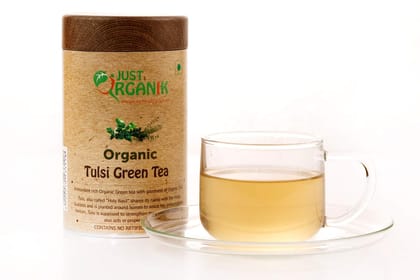 Just Organik Tulsi Green Tea 75 gm, 100% Organic
