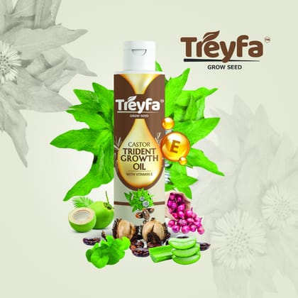 Treyfa castor brahmi bhringraj trident oil for for hair strengthening, hair growth and natural black hair