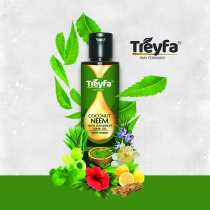 Treyfa Coconut Neem anti dandruff oil for dandruff & lice free strong silky hair