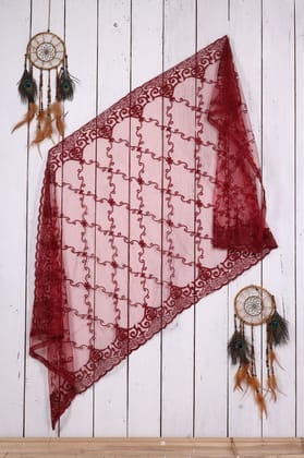 Women Net Embroidered  Dupatta (Color :- Maroon)