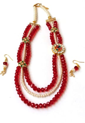 Unique Dazzling Beads Crystal Beads Jewelry Set - Red