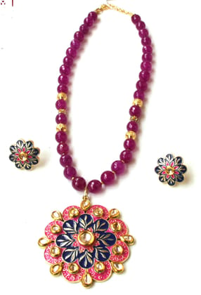 Unique Dazzling Beads Purple Agate Beads Jewelry Set