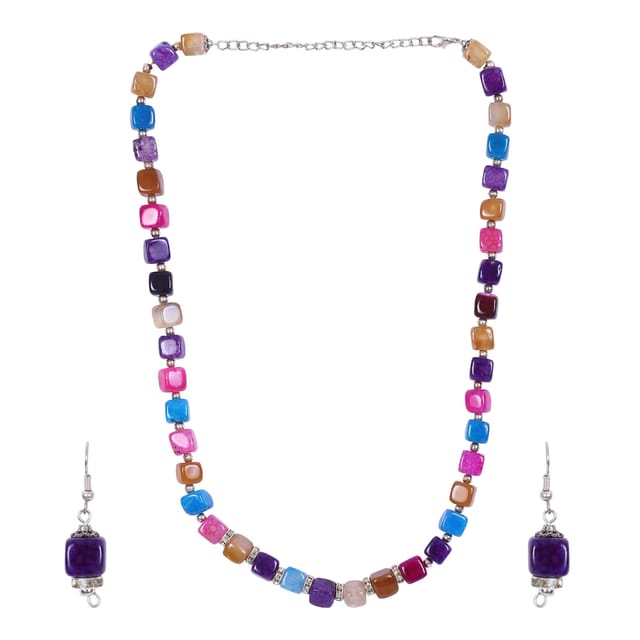 Buy Western Multi colour Glass Bead Necklace Set 690224 | Kanhai Jewels