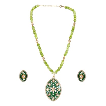 Unique Dazzling Beads Green Jade Beads Jewelry Set