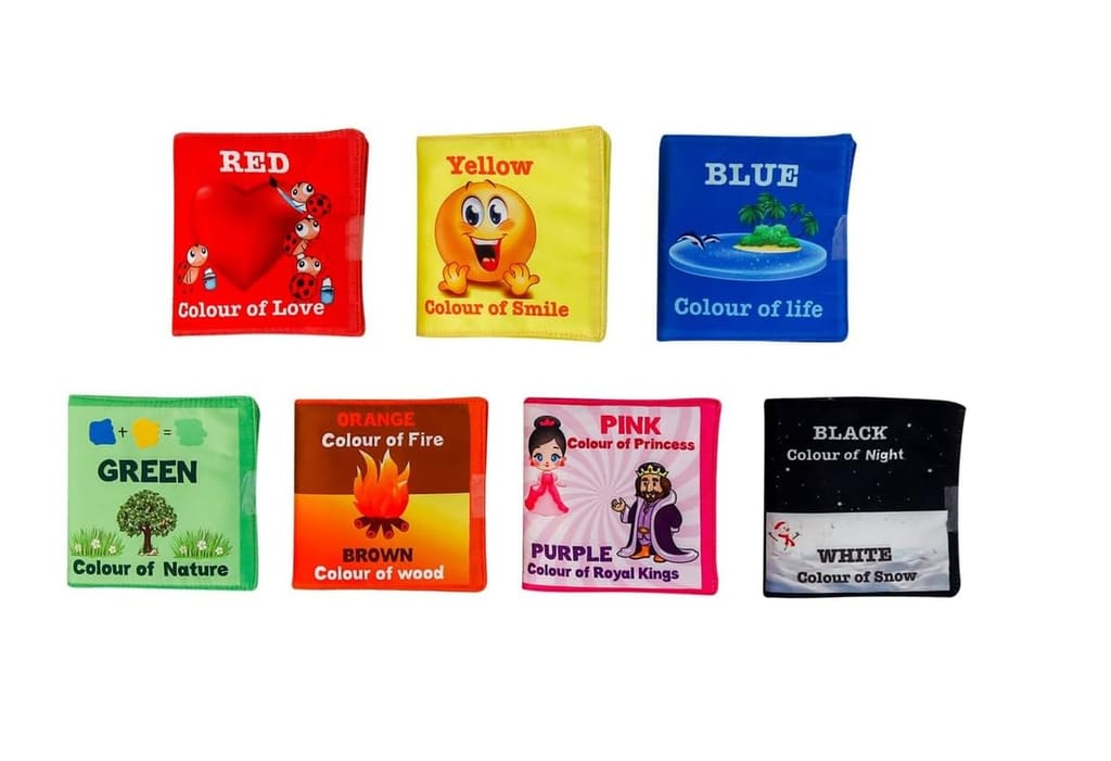 Skyculture� Colours Cloth Book - English Language, Soft Fabric Toy Book for Early Learning Lightweight and Foldable (Pack of 7) for Kids - Stationery | Buy online on ZillyBuy