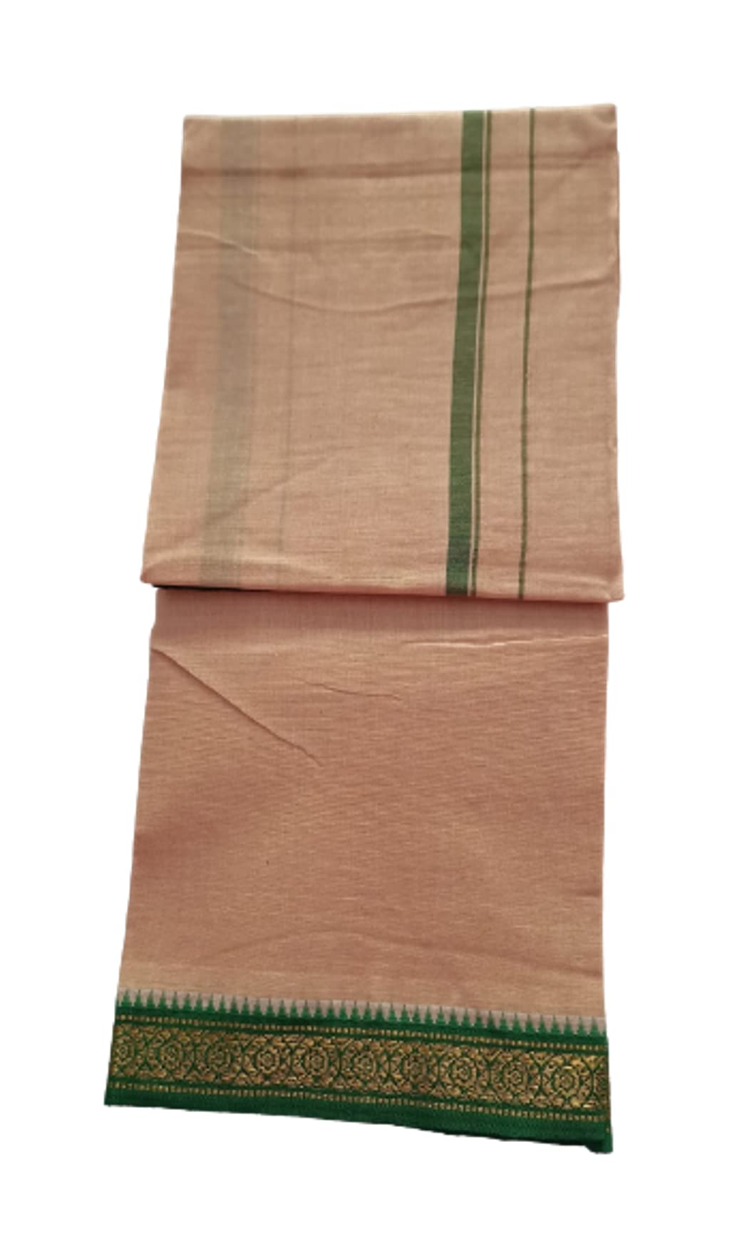 JINKA LAKSHMI COLLECTIONS Cotton Beige Color Lungi With Zari 2 Meters Unstitched Pack of 1 Multicolor (Multicolor-3)