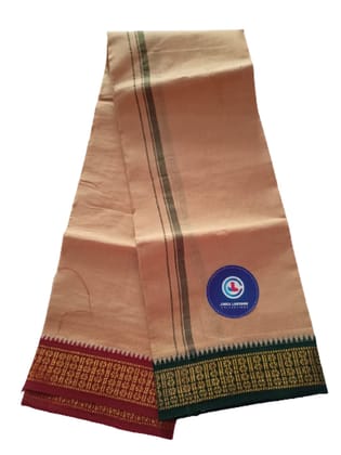 JINKA LAKSHMI COLLECTIONS Cotton Beige Color Lungi With Zari 2 Meters Unstitched Pack of 1 Multicolor (Multicolor-4)
