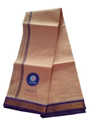 JINKA LAKSHMI COLLECTIONS Cotton Beige Color Lungi With Zari 2 Meters Unstitched Pack of 1 Multicolor (Multicolor-1)