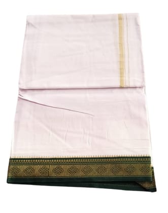 Jinka Lakshmi Collections 100% Handloom Cotton Dhoti With Big Borders 4 Meters Unstitched Pack of 2 (Multicolor-1)