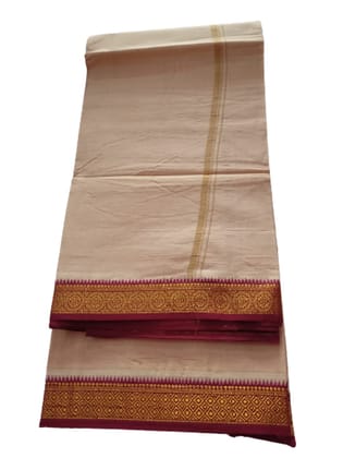 Jinka Lakshmi Collections 100% Handloom Cotton Dhoti With Big Borders Up and Down 4 Meters Unstitched Pack of 2 (Multicolor-4) Jinka Lakshmi Collections 100% Handloom Cotton Dhoti With Big Borders Up and Down 4 Meters Unstitched Pack of 2 (Multicolor-4)