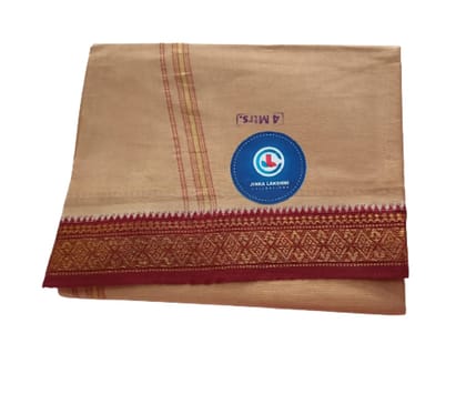 Jinka Lakshmi Collections 100% Handloom Cotton Dhoti With Zari Border Up and Down 4 Meters Unstitched Pack of 2 (Multicolor-9)