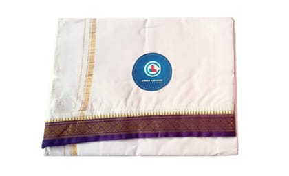 Jinka Lakshmi Collections Combo White Cotton Dhoti With Big Borders 4 Meters Unstitched Pack of 2 (Multicolor-7)