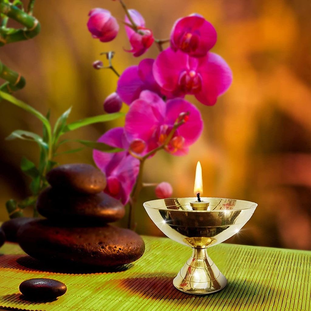 NURAT Brass Diya for Puja Small Size Akhand Jyot Diya for Pooja Heavy Base Brass Akhand Diya for Puja in Medium Size and Spiritual Product in Pital Diya Temple Diya