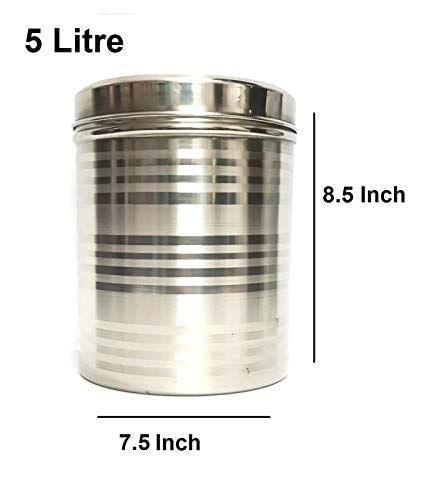 NURAT Stainless Steel Container 5 kg Steel dibba Set - 5 L Steel Utility Container